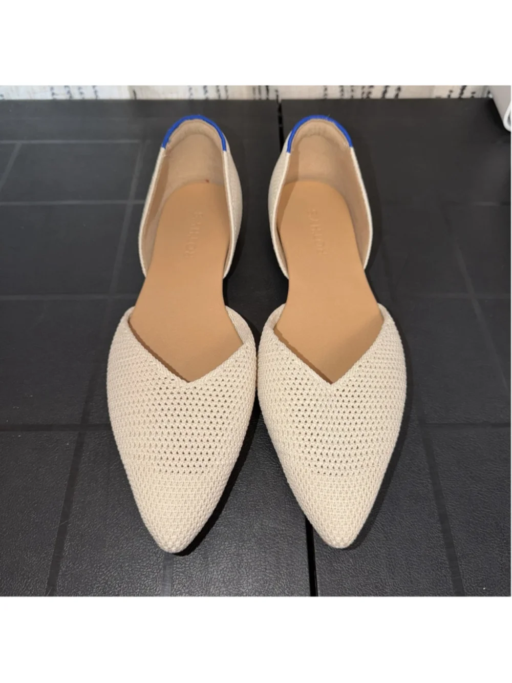 Rothy’s The D’Orsay Point Flat Conch Raffia Knit Size 9 EUC Slip On Comfort